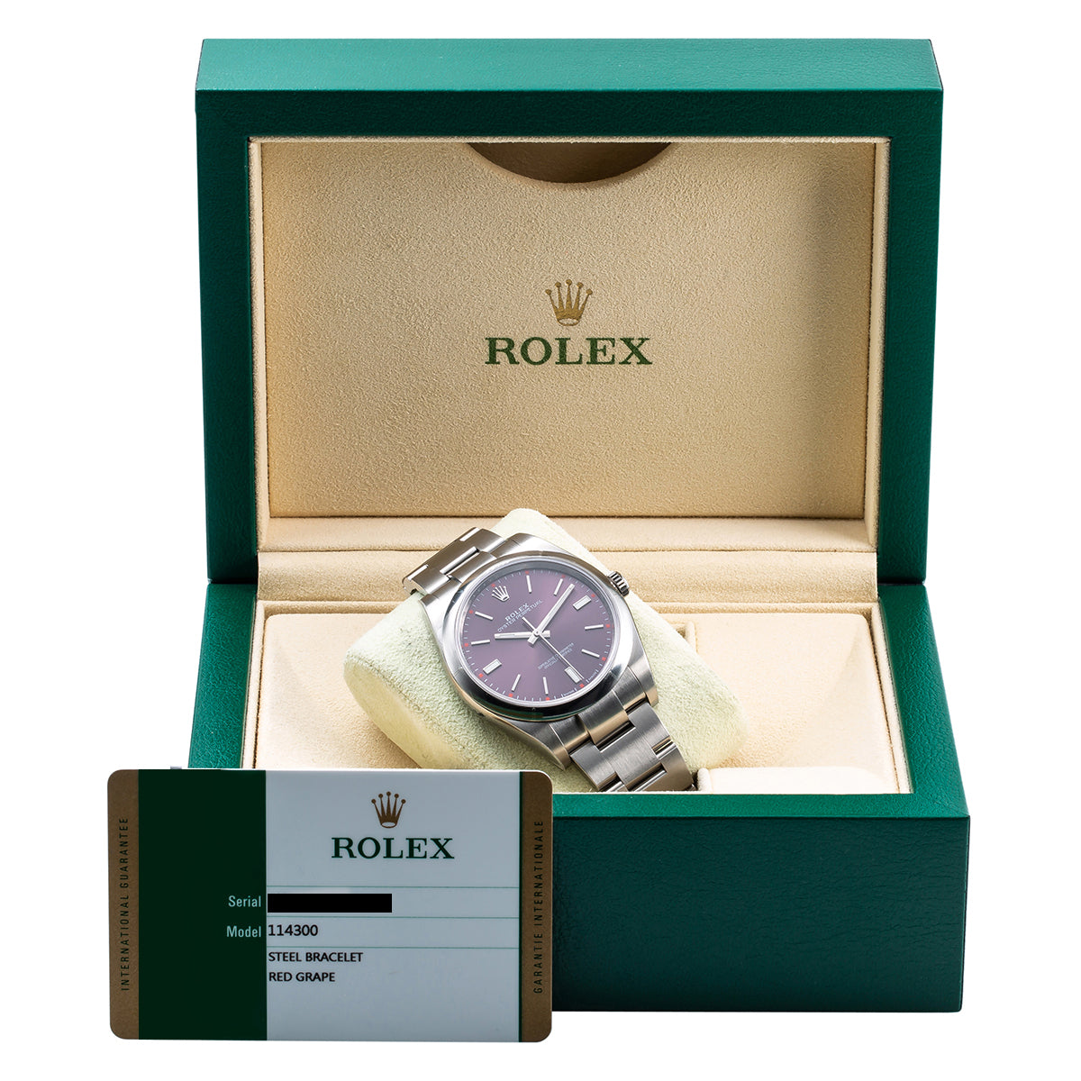 Rolex Oyster Perpetual 114300 39mm Red Grape Dial-Rolex-JD Watches NY