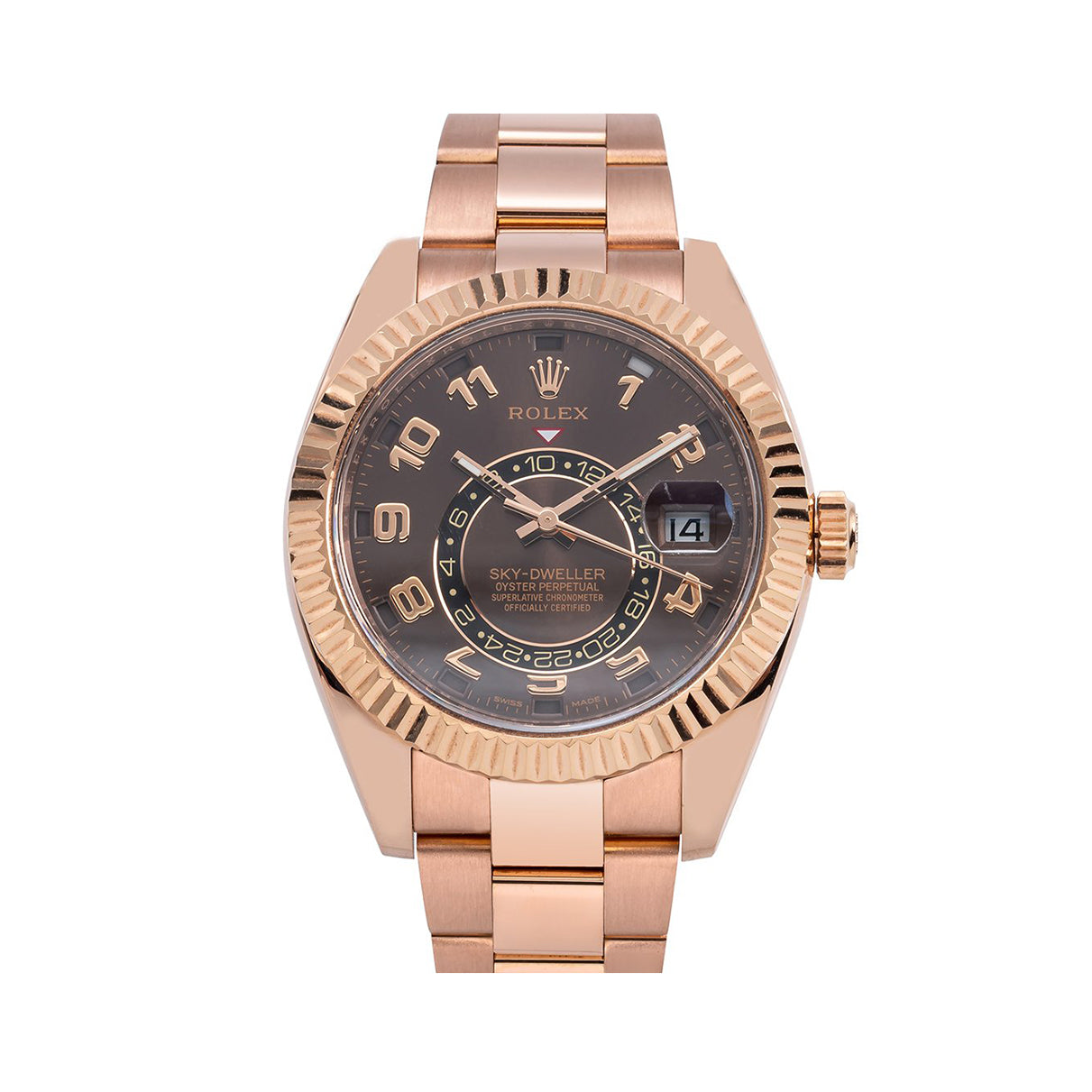 Rolex Sky Dweller Rose Gold 326935 Brown Arabic Dial Oyster Bracelet-Rolex-JD Watches NY
