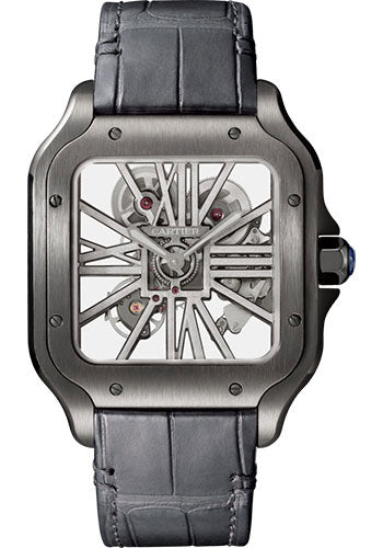 Cartier Santos de Cartier WHSA0009 39.8MM Skeleton Dial With Alligator Strap