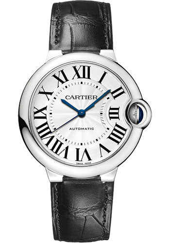 Cartier Ballon Bleu de Cartier WSBB0028 36MM Silver Opaline Dial With Leather Bracelet